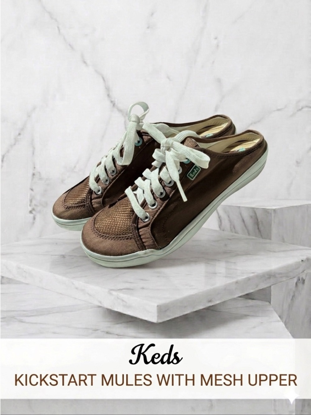 Keds Kickstart Mule Brown Mesh & Canvas Sneakers Size 7 Like New!